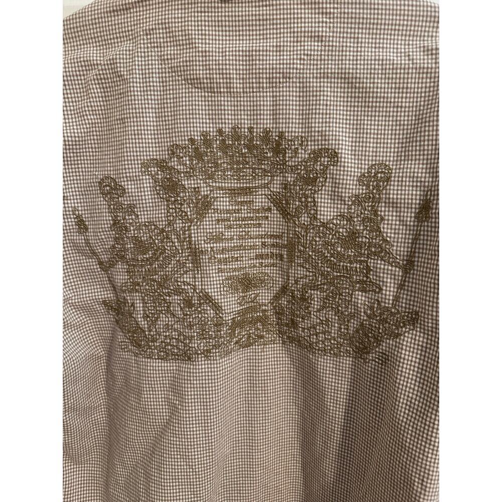 English Laundry Mens 100% Cotton Button Down Shirt Embroidered Crest Brown L - Picture 9 of 10